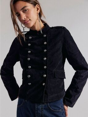 Free People Velvet Military Jacket